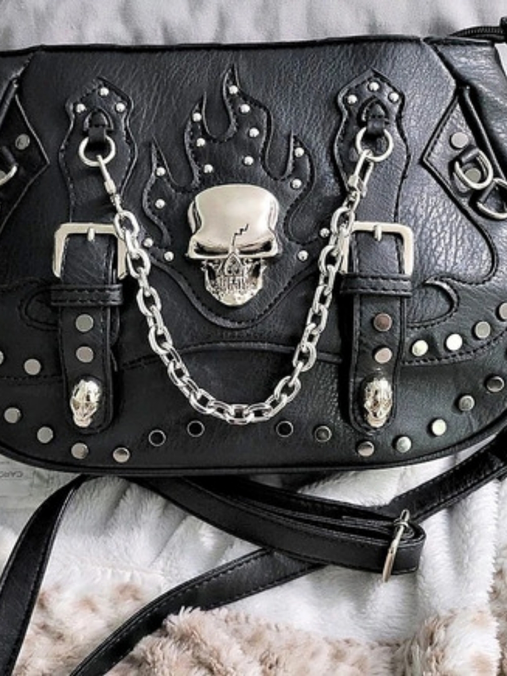 Black Skull Studded Shoulder Bag Like New